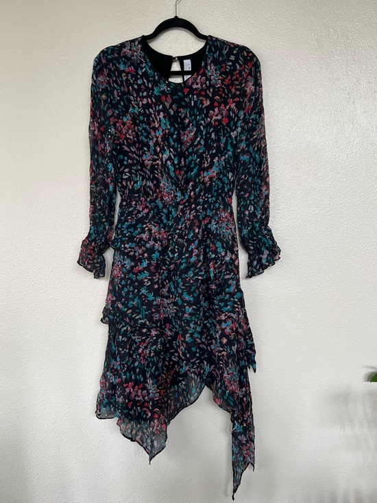 IRO Dresses & Skirts - IRO Romantic Flowy Dark Floral Asymmetric Layered Dress